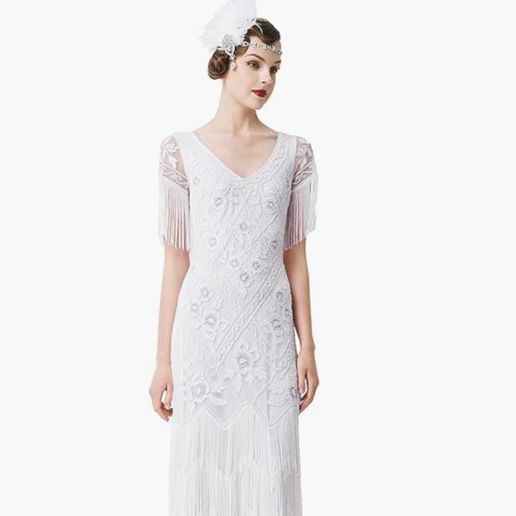 Babeyond Dresses & Skirts - BABEYOND Women's Flapper Dress 1920s Gown Sequin Beaded Maxi Dress NEW!